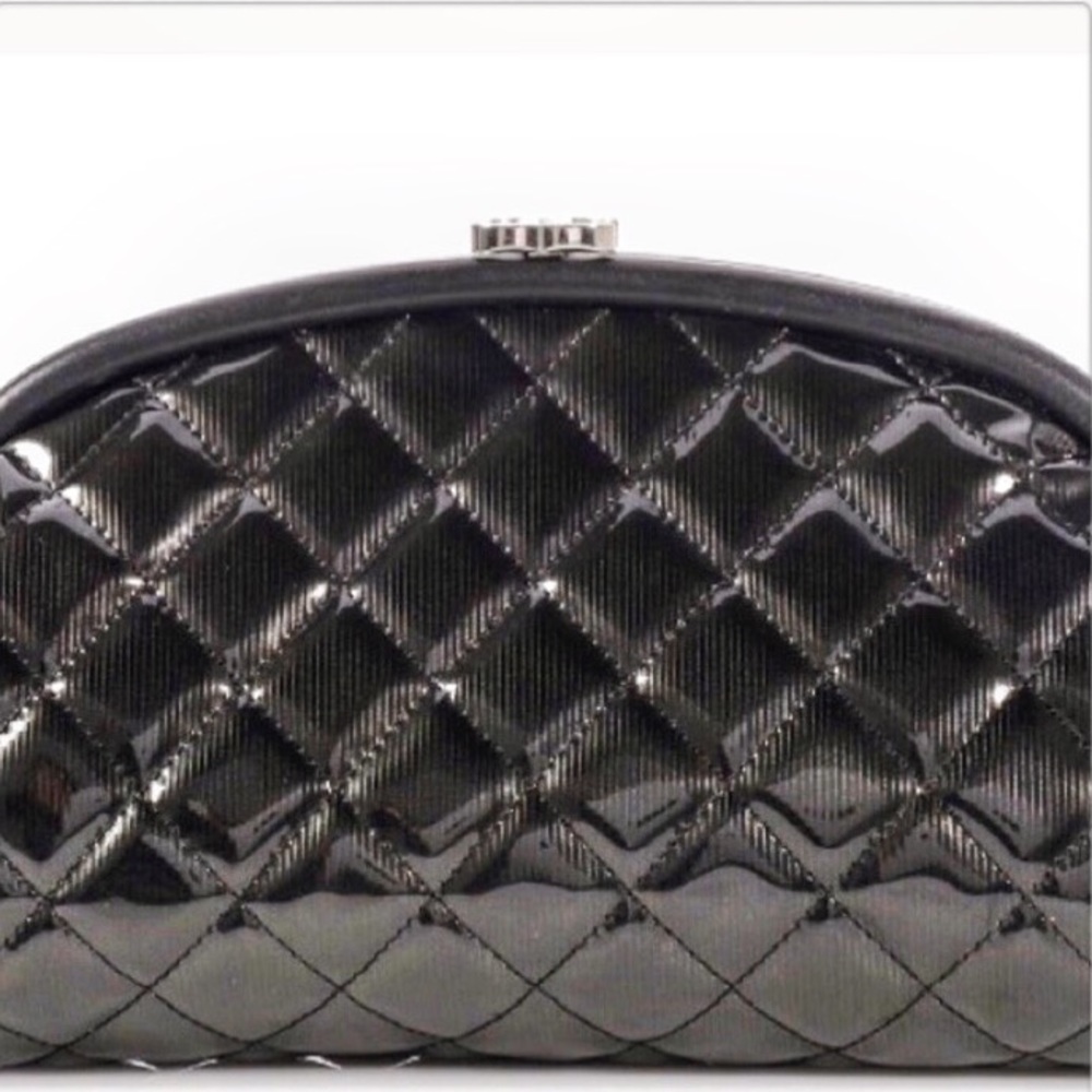 Chanel Black Patent Leather Timeless Clutch |